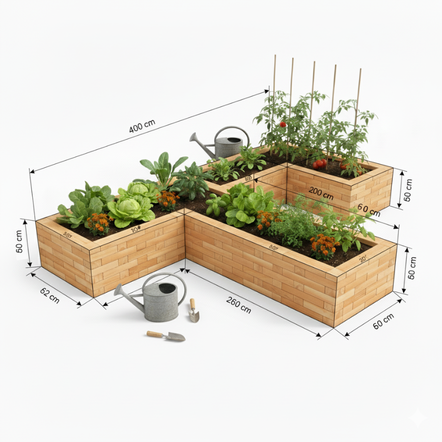 3D raised bed configurator and garden planner tool
