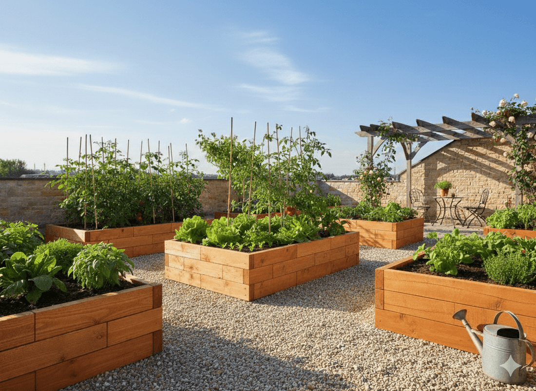 Modular raised bed in a garden setting
