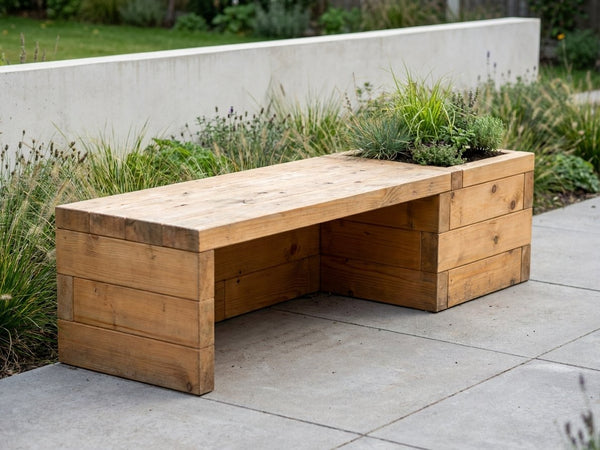 Garden Bench with Built-In Planter: Price, Assembly & Care — GridGarden