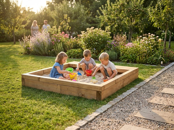 Wooden Sandbox with a Built-In Seating Edge: Price, Assembly & Safety — GridGarden