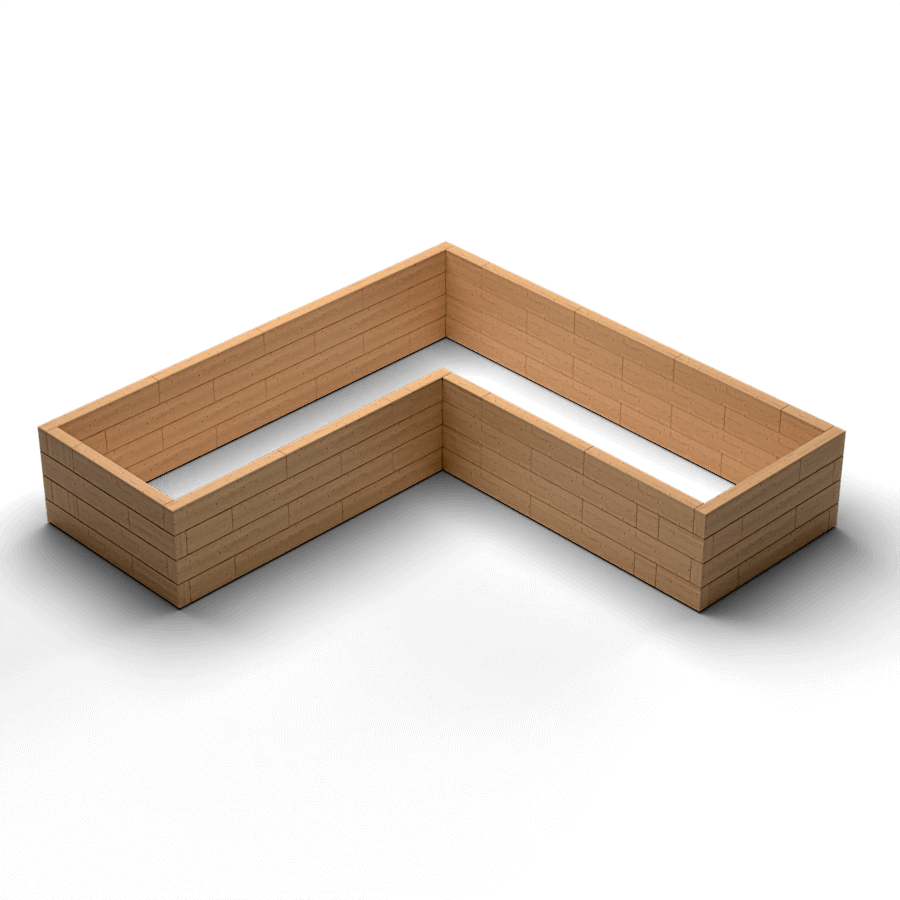 Brick Premium L-shape corner raised garden bed, 60 mm European larch — view 1