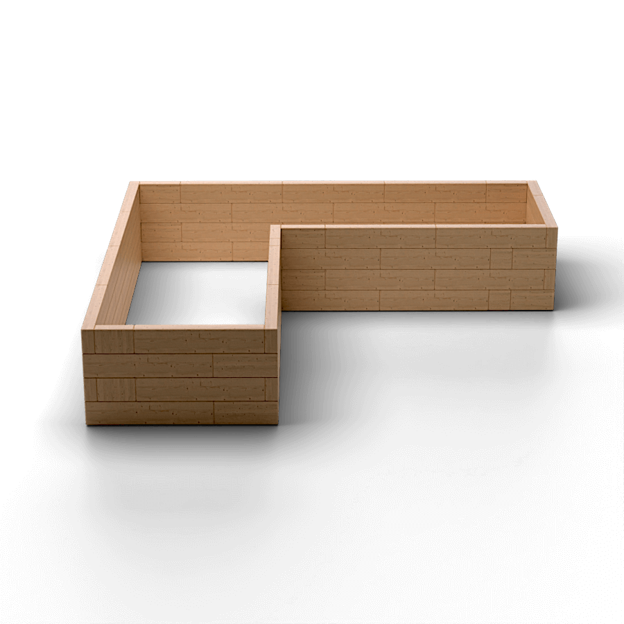 Brick Premium L-shape corner raised garden bed, 60 mm European larch — view 2