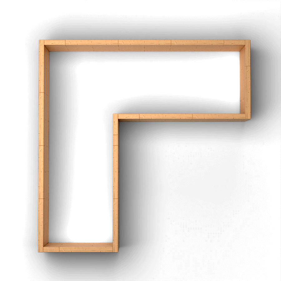 Brick Premium L-shape corner raised garden bed, 60 mm European larch — view 3