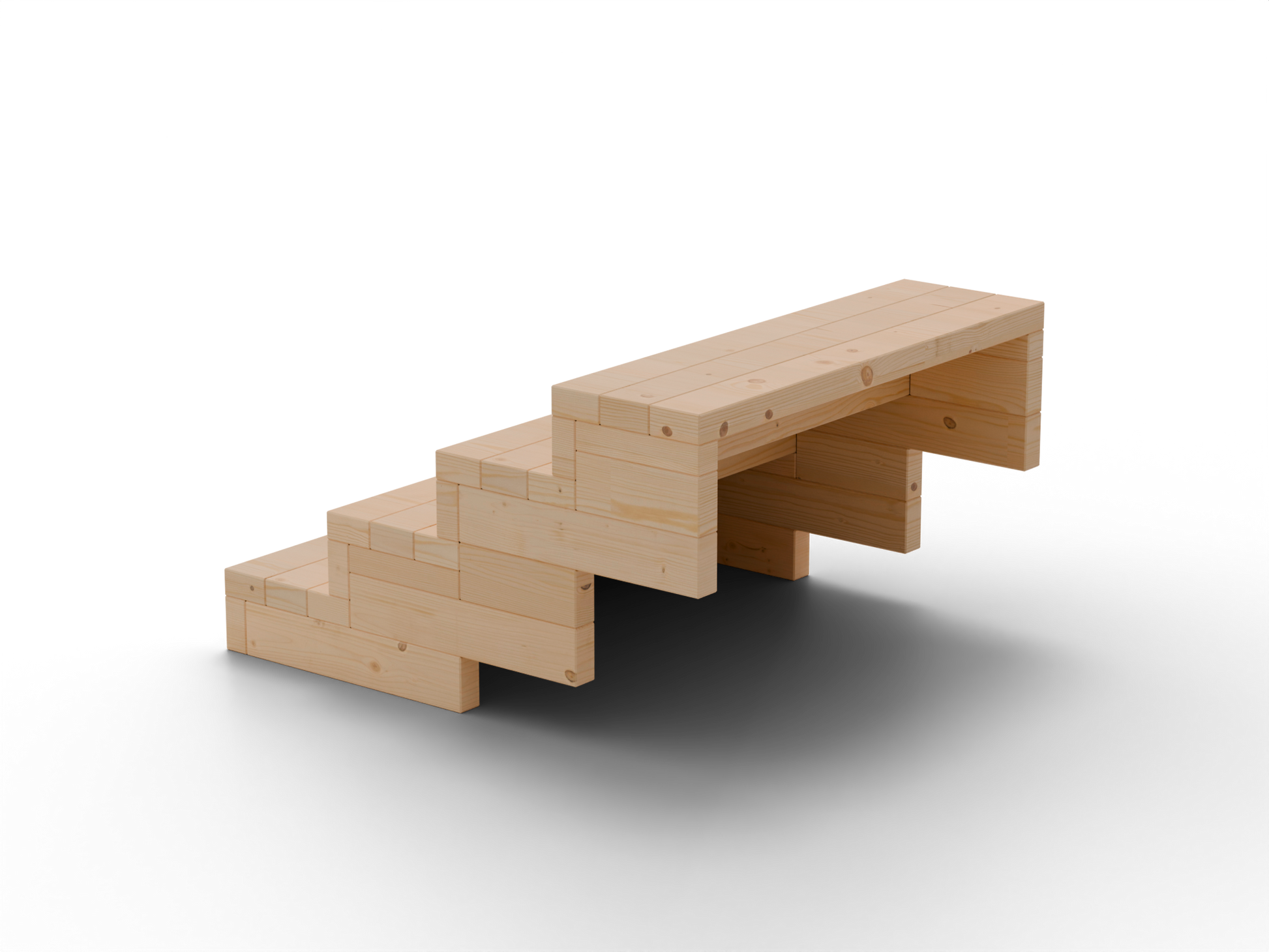 Brick Premium garden stairs – front product view on white. Solid 60 mm European larch, honey tone.