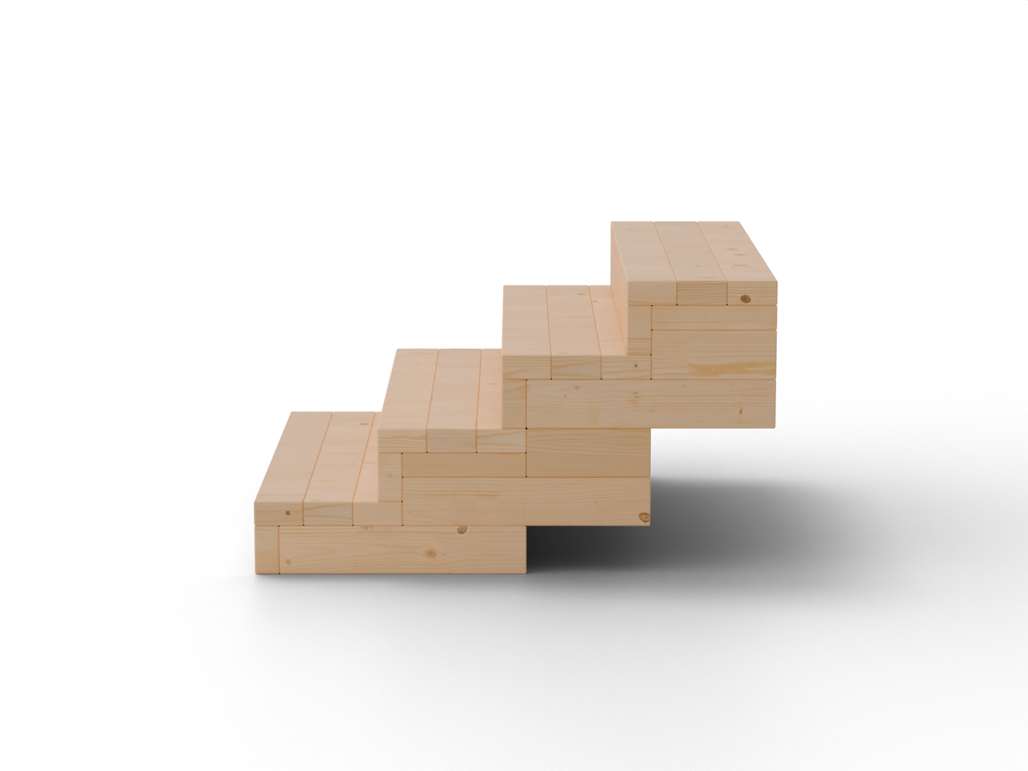 Brick Premium garden stairs – side product view on white. Solid 60 mm European larch, honey tone.