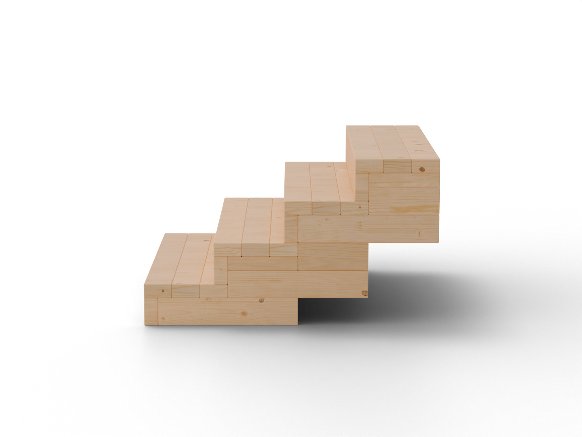 Brick Premium garden stairs – side product view on white. Solid 60 mm European larch, honey tone.