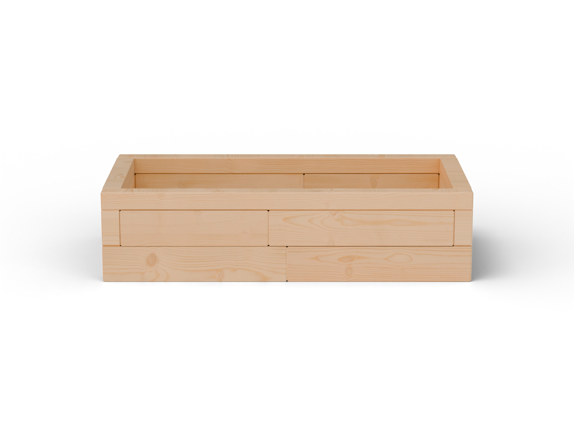 Vyvýšený záhon I Brick Premium, veľkosť S (120×60×30 cm) – masívny 60 mm európsky smrekovec, medový tón; čelný pohľad.