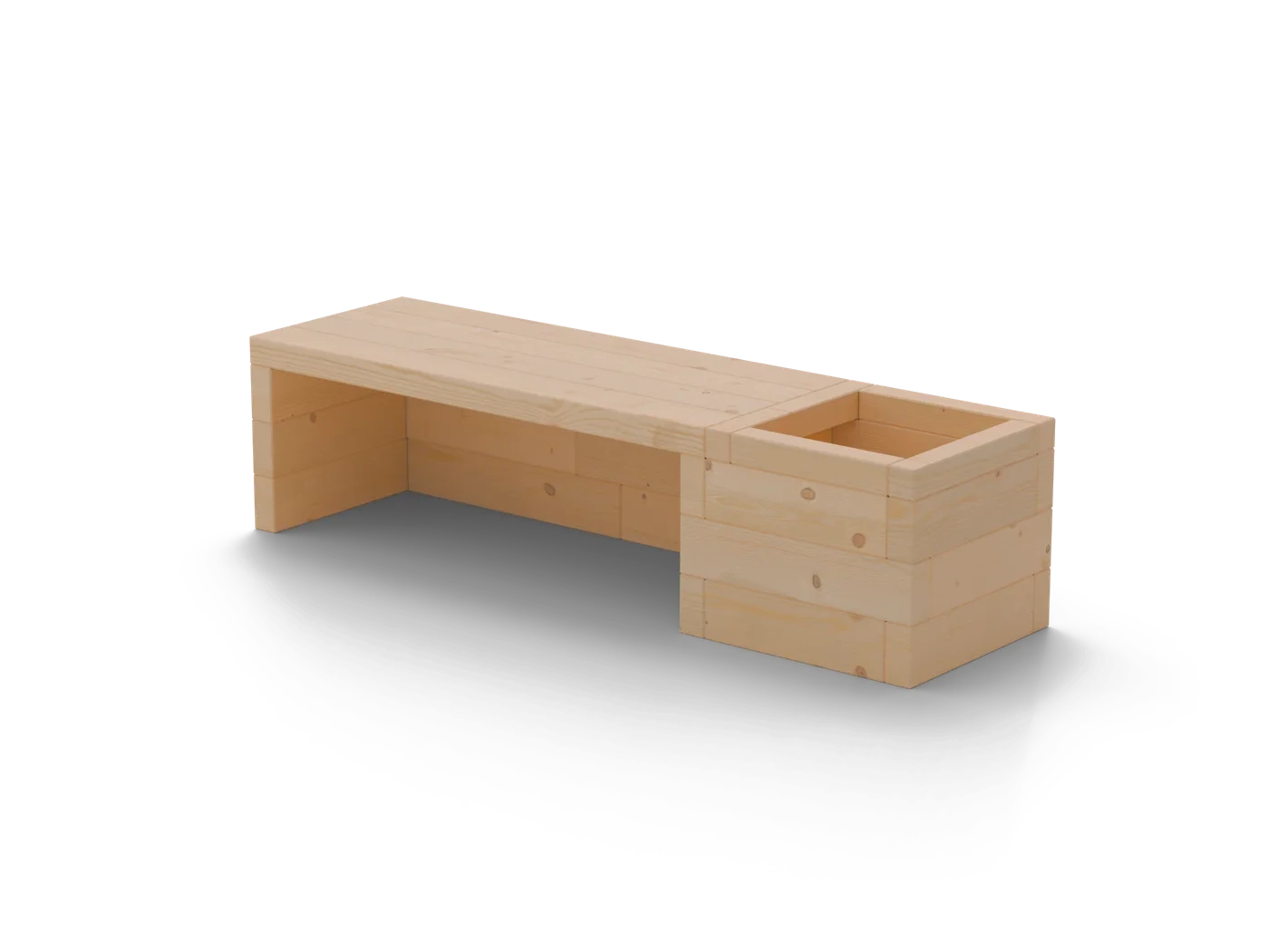 Bench with planter – solid 60 mm European larch