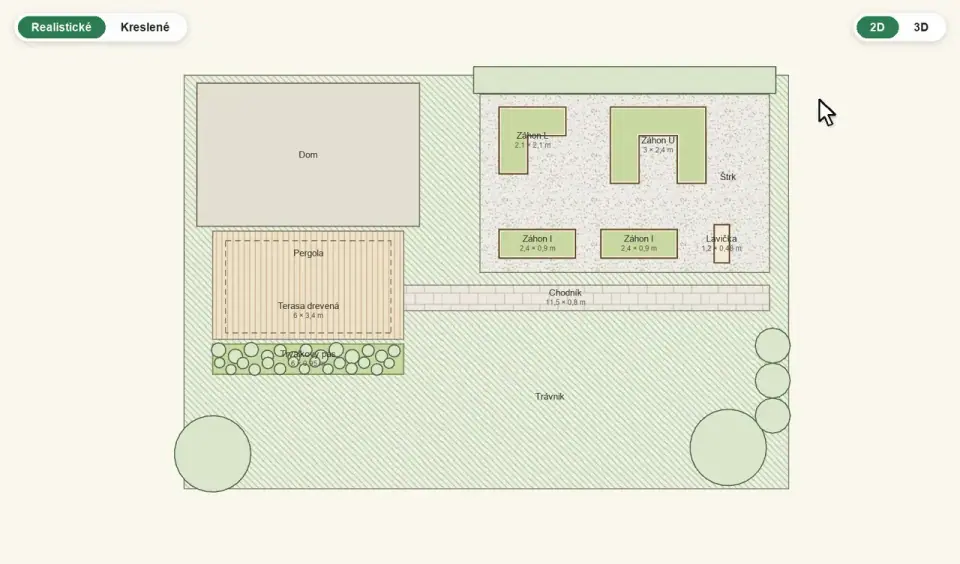 Plan and 3D view in GridGarden Studio