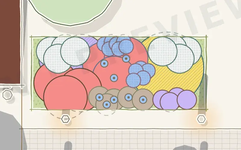 Planted raised garden beds in the 3D view of Studio