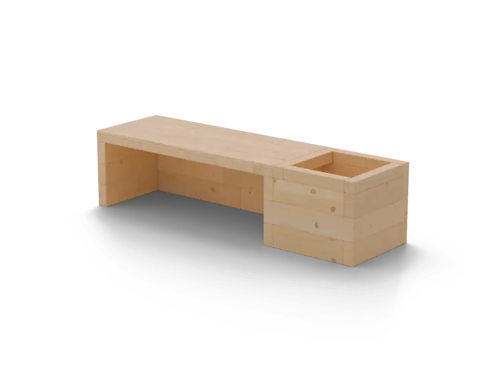 3D model render: Bench with planter