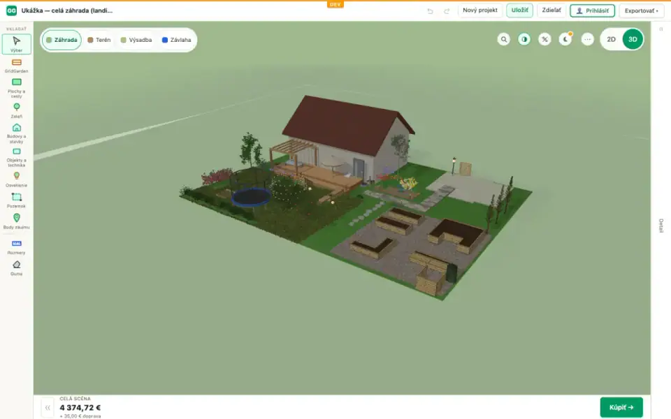 Projekt ogrodu w 3D w GridGarden Studio