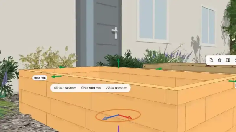 Editing a raised bed in Studio 3D with dimensions