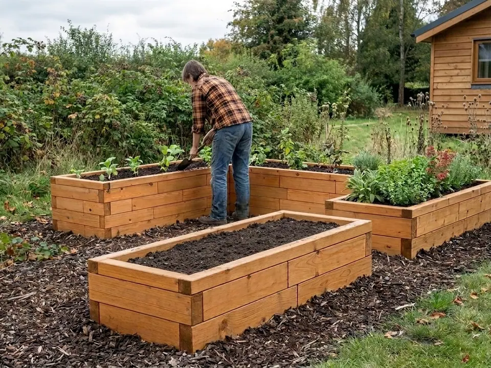 Corner L-shaped bed with two straight beds Brick Premium