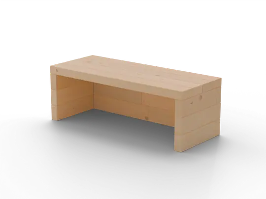 Masivní zahradní lavice s plnými boky Brick Premium – masivní 60mm evropský modřín; pohled 3/4