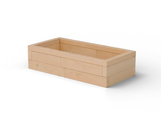 Hochbeet I-Form Premium – Klein (120×60×30 cm) – massive Europäische Lärche, 60 mm; 3/4-Ansicht