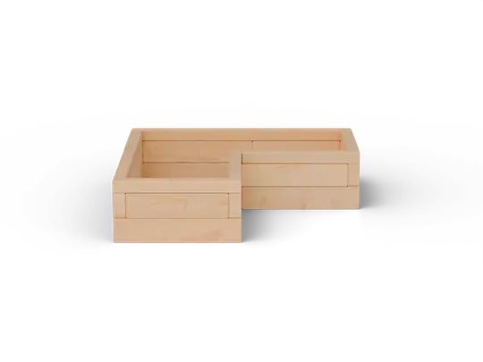 Hochbeet L-Form Premium – Klein (120×60×120×60×30 cm) – massive Europäische Lärche, 60 mm; Vorderansicht