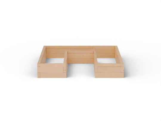 Hochbeet U-Form Premium – Klein (180×60×120×60×120×60×30 cm) – massive Europäische Lärche, 60 mm; Vorderansicht