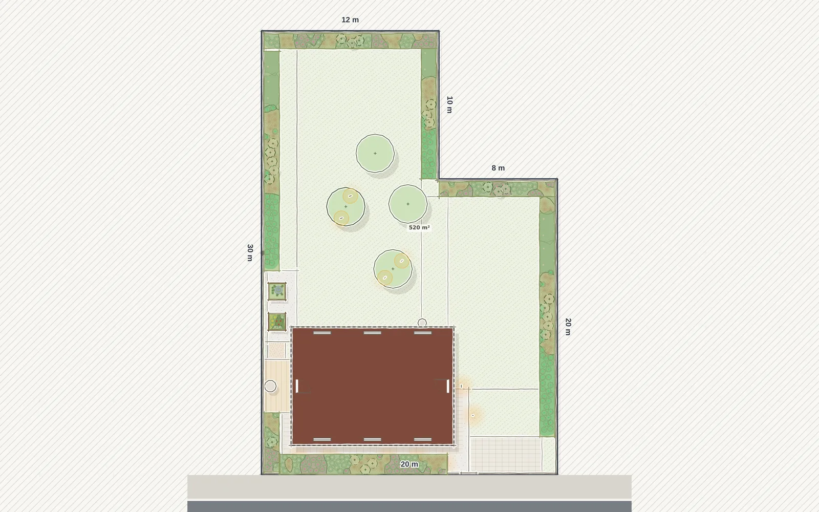 2D plan from the Studio: 2 raised beds