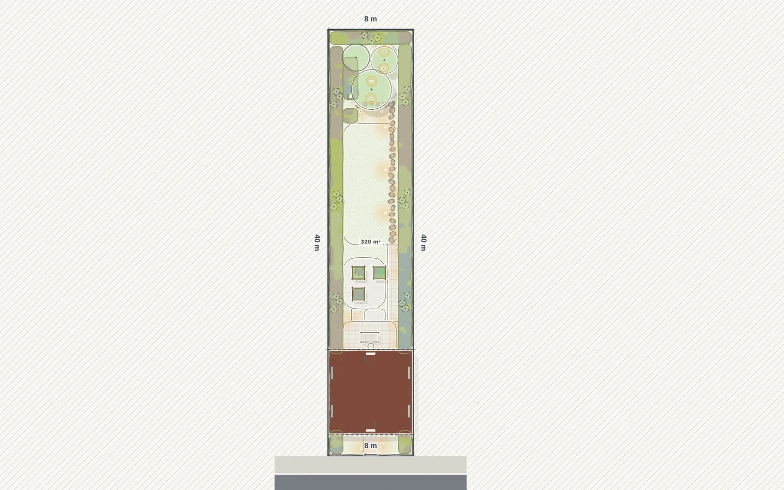 2D plan from the Studio: 3 raised beds